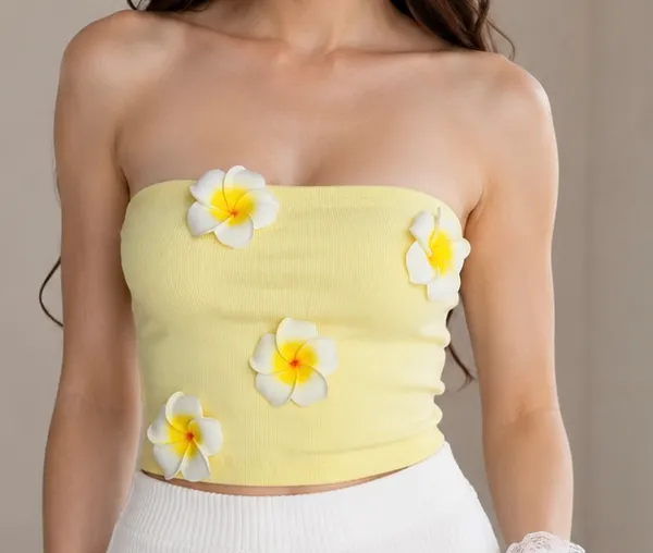 Lime_yellow_ribbed_tube_top_with_gloves