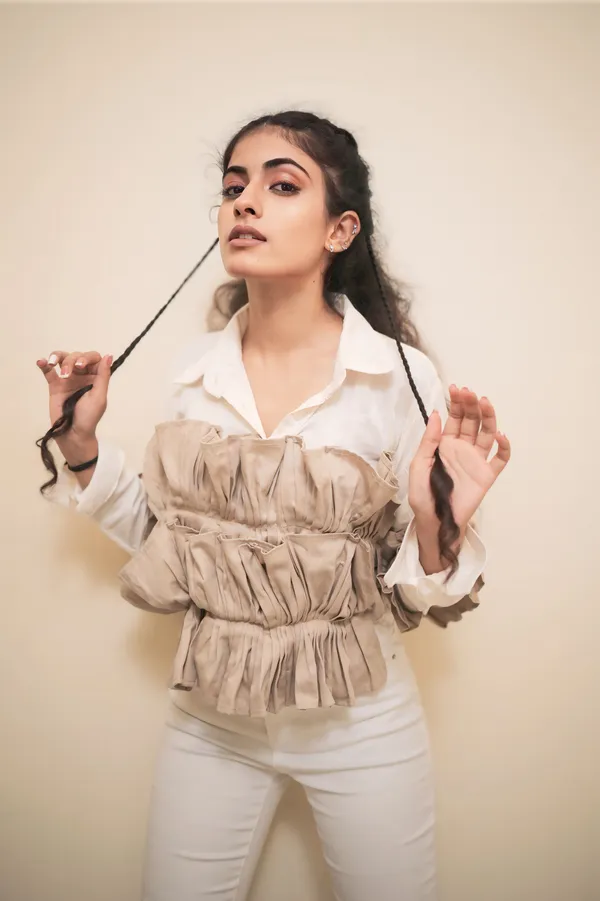 Off_White_And_Tan_Designer_Trendy_Long_Shirt_Stlye_Top_For_Women_For_Women
