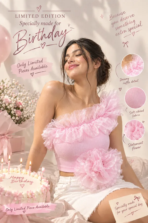 birthday_glow_pink_ruffle_ribbed_one_shoulder_top