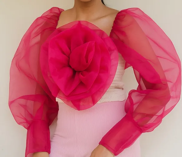 hot_pink_and_white_flower_Crop_top