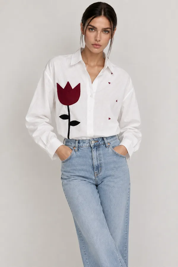 white_embossed_flower_shirt_with_cherry_red_inner_