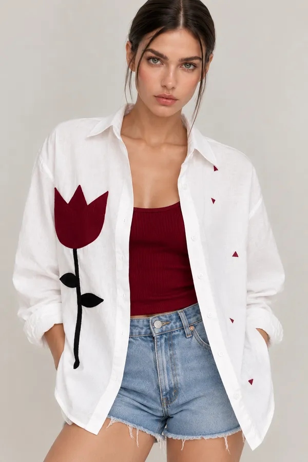 white_embossed_flower_shirt_with_cherry_red_inner_
