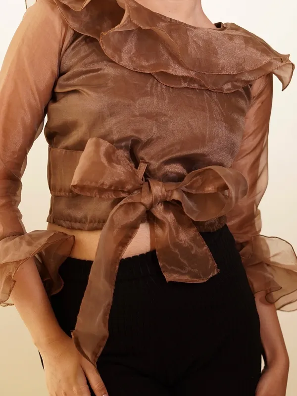 Trendy_Raw_Wood_Brown_Ruffle_Layered_Crop_Top_for_Women