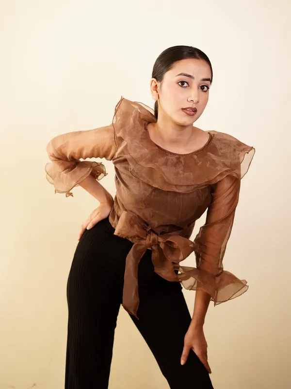 Trendy_Raw_Wood_Brown_Ruffle_Layered_Crop_Top_for_Women