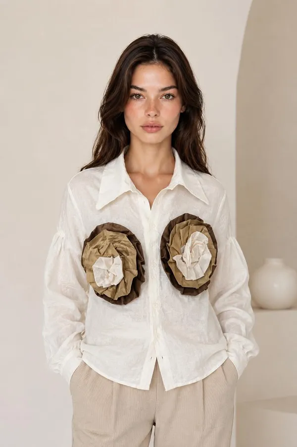 Cream_flower_chanderi_long_shirt