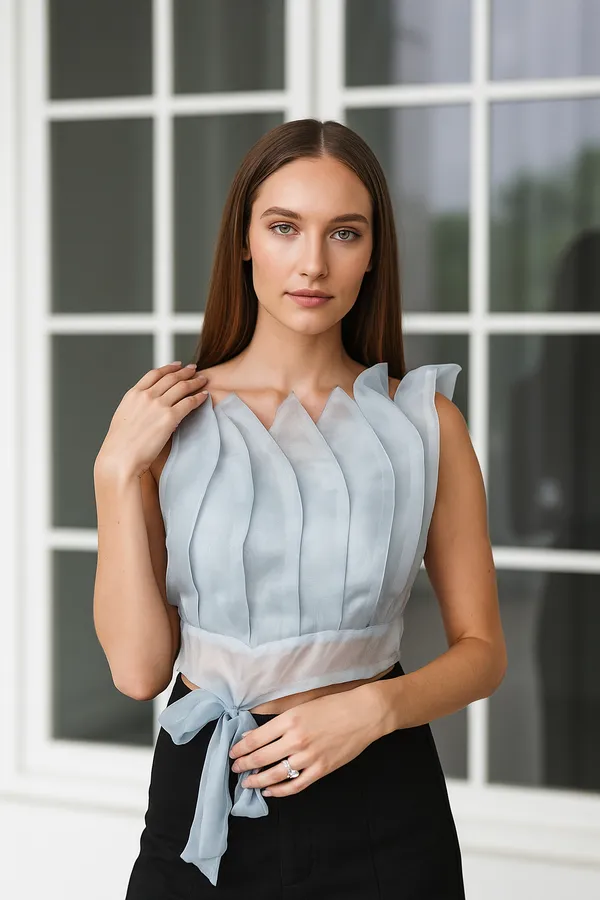 Trendy_Soft_and_Breathable_Fabric_Cloud_Grey_Lotus_Flower_Crop_Top_For_Women