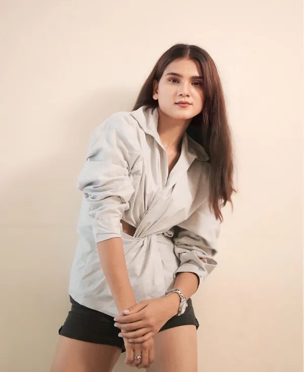 Metal_Grey_Pure_Cotton_Mix_Strechable_Twisted_Shirt_For_Women