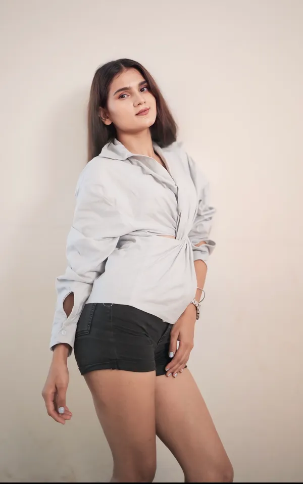 Metal_Grey_Pure_Cotton_Mix_Strechable_Twisted_Shirt_For_Women