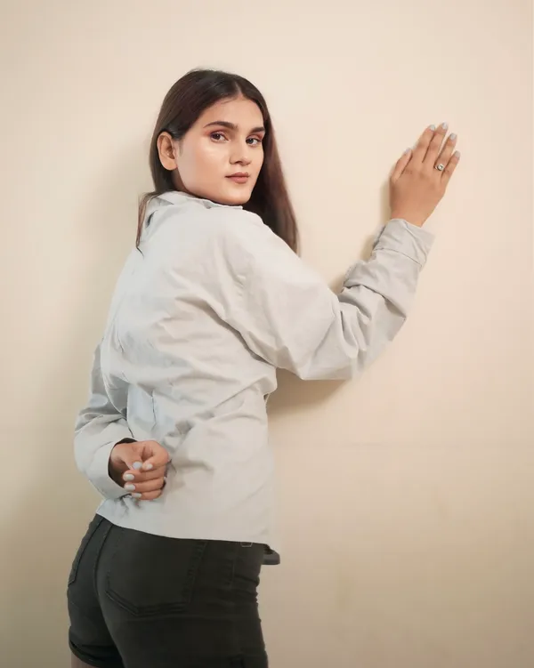 Metal_Grey_Pure_Cotton_Mix_Strechable_Twisted_Shirt_For_Women