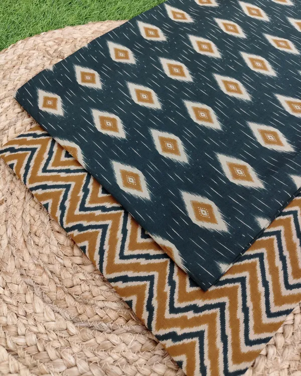 Green_Ikat_And_Chevron_Cotton_Fabric_Combo