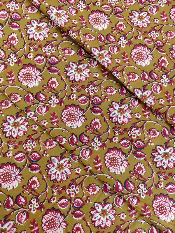 Mustard_and_Red_Floral_Sanganeri_Hand_Printed_Fabric_Combo