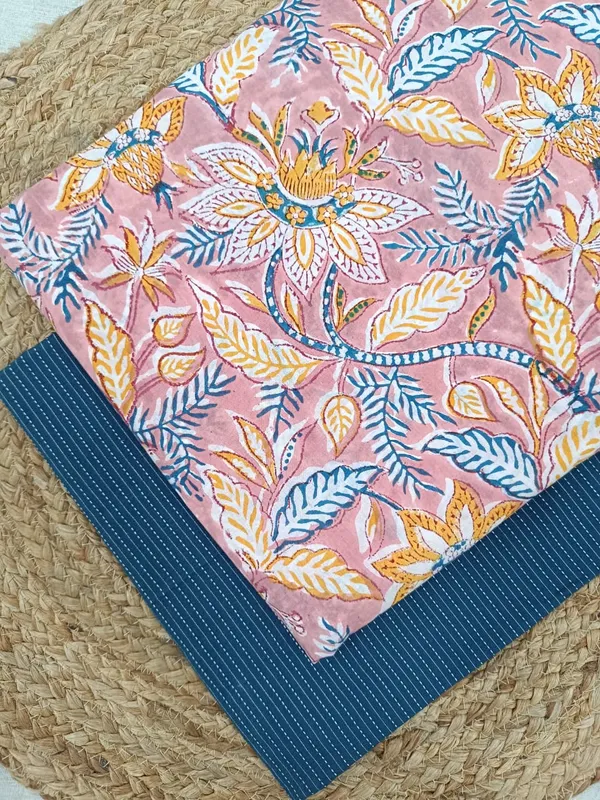 Sanganeri_Block_Print_With_Kantha_Bottom_Combo