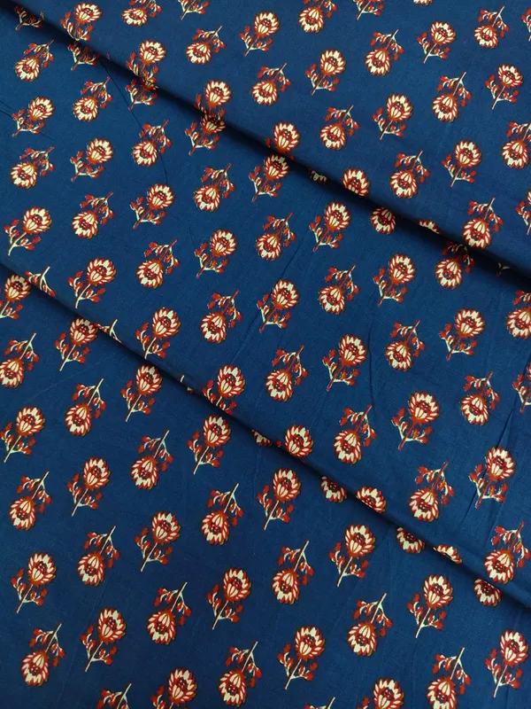 Blue_and_Red_Floral_Sanganeri_Hand_Printed_Fabric_Combo