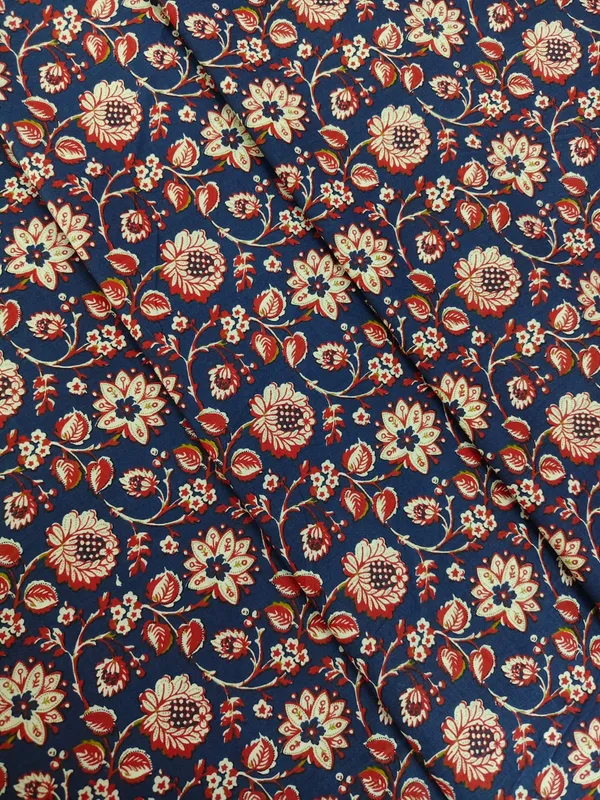 Blue_and_Red_Floral_Sanganeri_Hand_Printed_Fabric_Combo