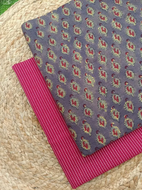 Sanganeri_Block_Print_With_Kantha_Bottom_Combo