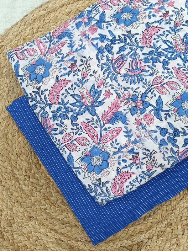 Sanganeri_Block_Print_With_Kantha_Bottom_Combo