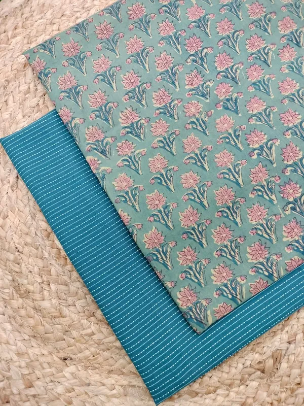 Sanganeri_Block_Print_With_Kantha_Bottom_Combo