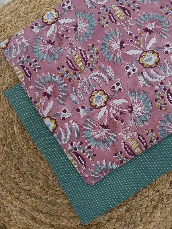 Sanganeri_Block_Print_With_Kantha_Bottom_Combo