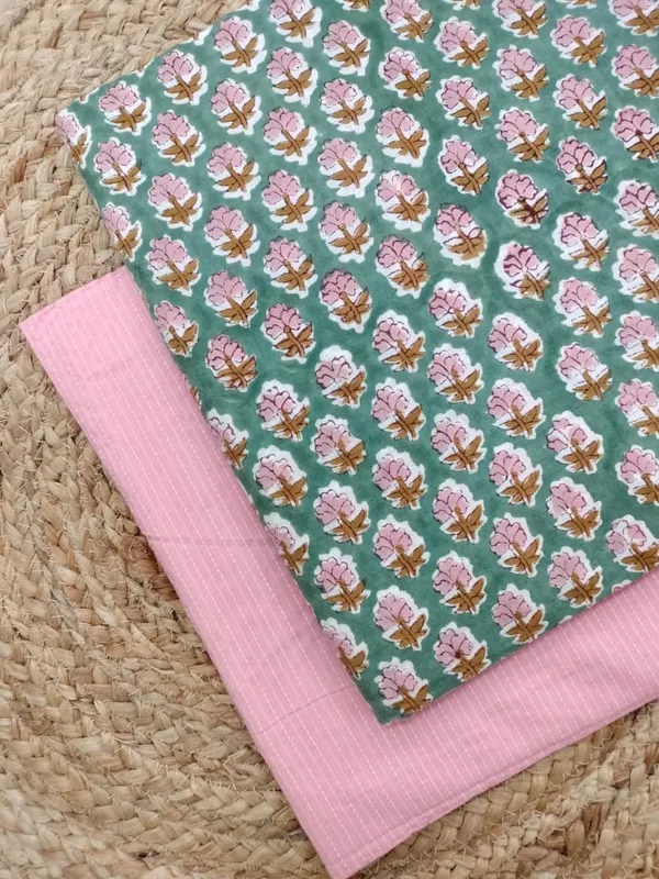 Sanganeri_Block_Print_With_Kantha_Bottom_Combo