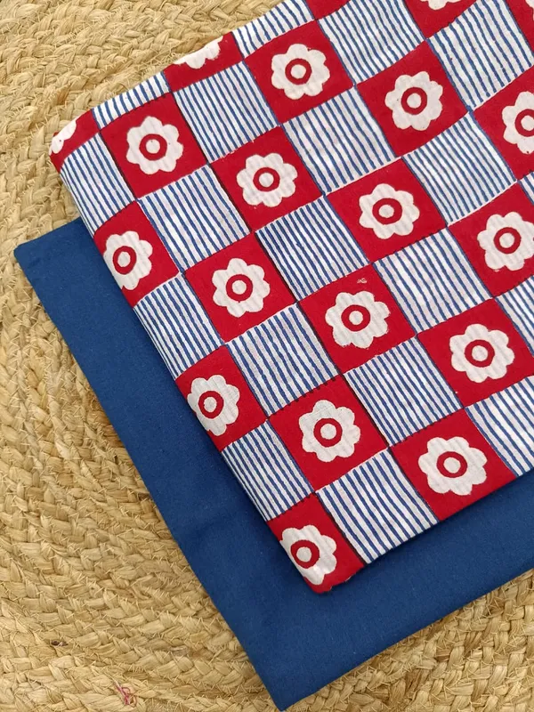 Sanganeri_Block_Print_With_Kantha_Bottom_Combo