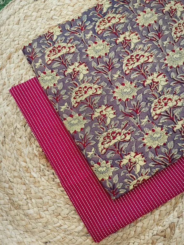 Sanganeri_Block_Print_With_Kantha_Bottom_Combo