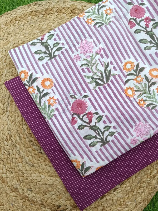 Sanganeri_Block_Print_With_Kantha_Bottom_Combo