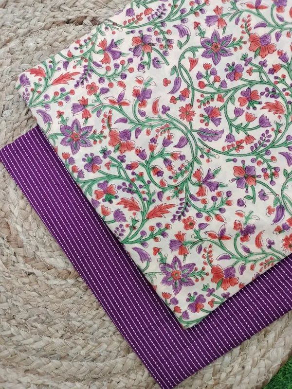 Sanganeri_Block_Print_With_Kantha_Bottom_Combo