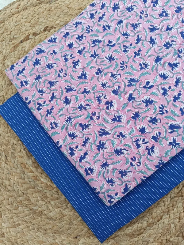 Sanganeri_Block_Print_With_Kantha_Bottom_Combo