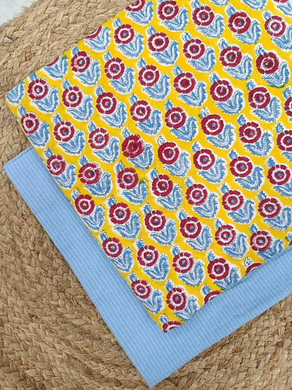 Sanganeri_Block_Print_With_Kantha_Bottom_Combo