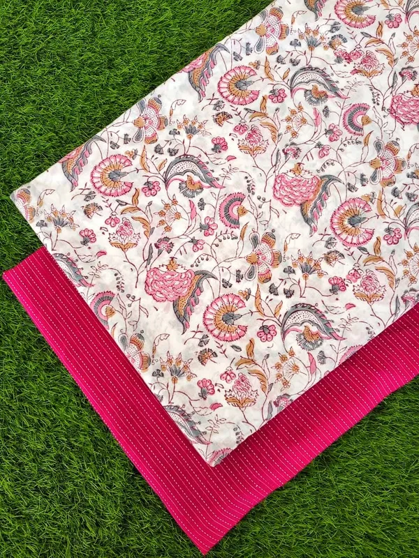 Sanganeri_Block_Print_With_Kantha_Bottom_Combo