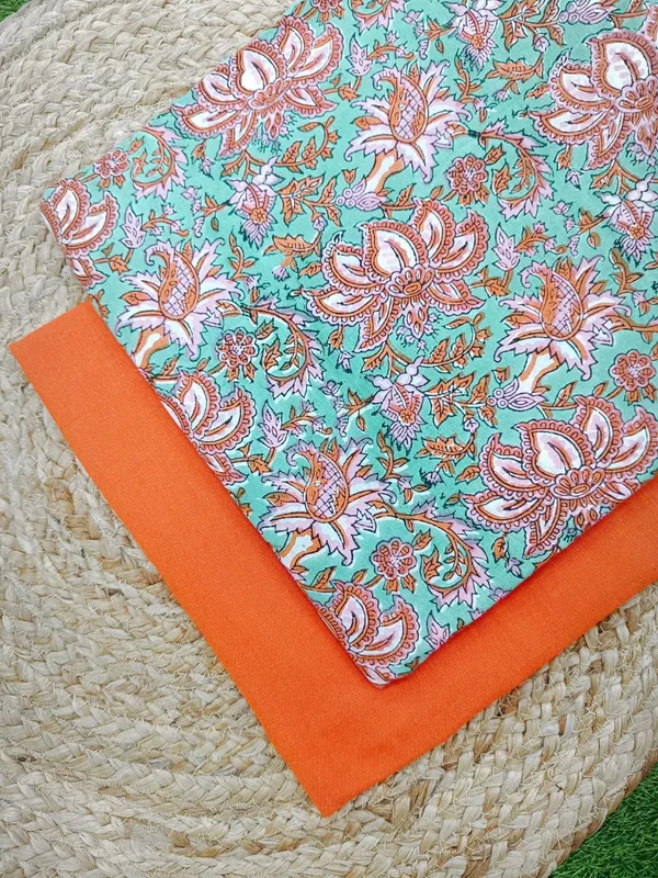 Sanganeri_Block_Print_With_Kantha_Bottom_Combo