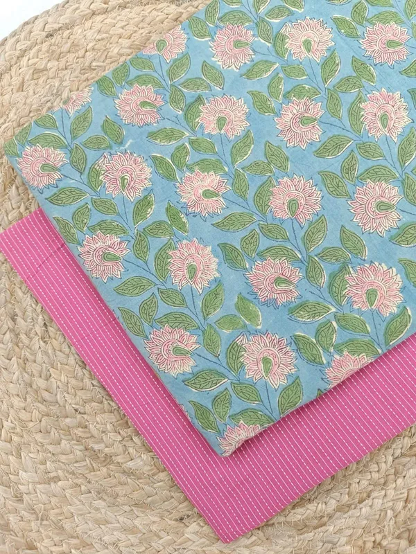 Sanganeri_Block_Print_With_Kantha_Bottom_Combo