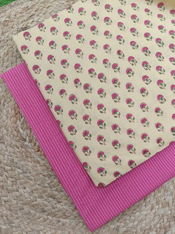 Sanganeri_Block_Print_With_Plain__Bottom_Combo
