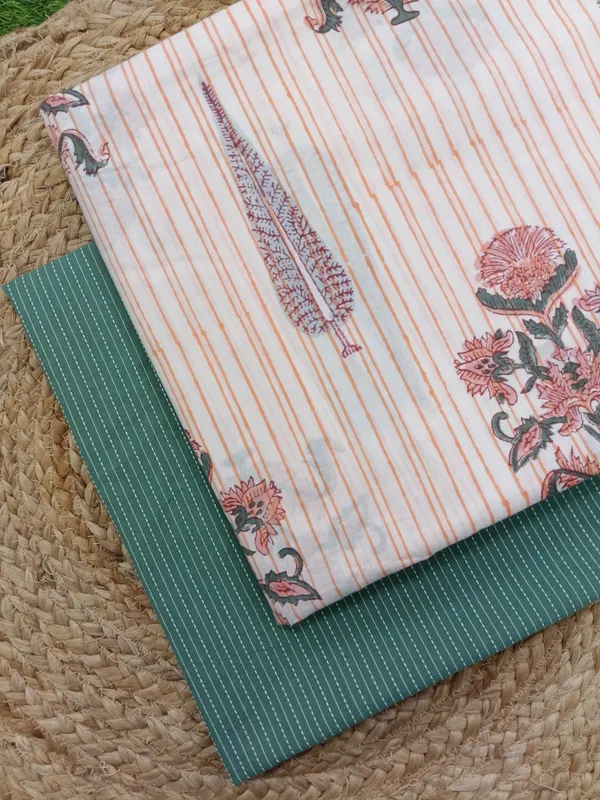 Sanganeri_Block_Print_With_Plain__Bottom_Combo
