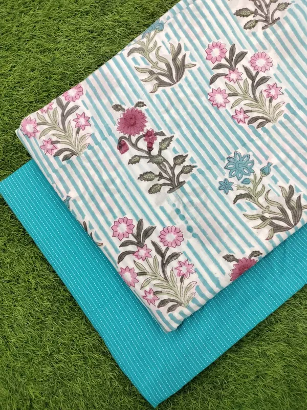 Hand_Block_Printed_Fabric_with_Plain_Kantha_Combo