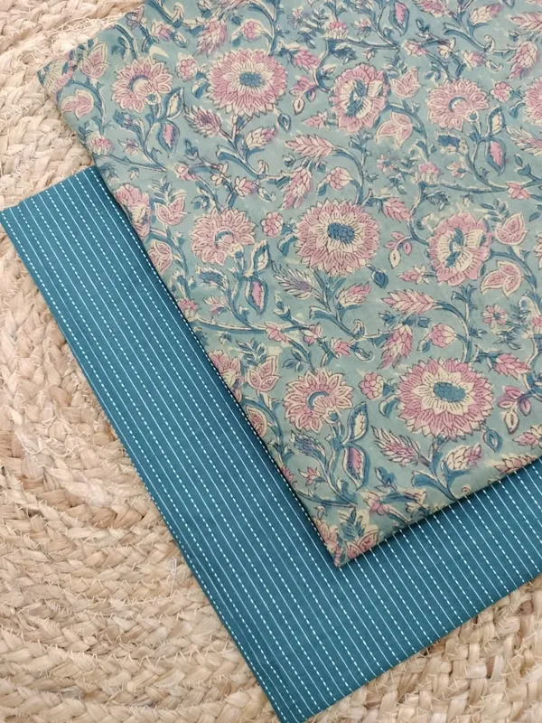 Sanganeri_Block_Print_With_Kantha_Bottom_Combo