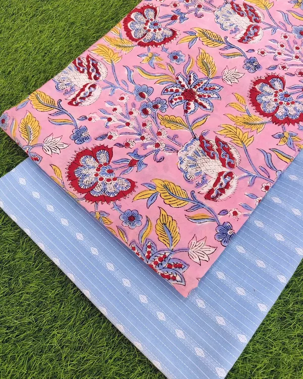 Hand_Block_Printed_Fabric_with_Plain_Kantha_Combo