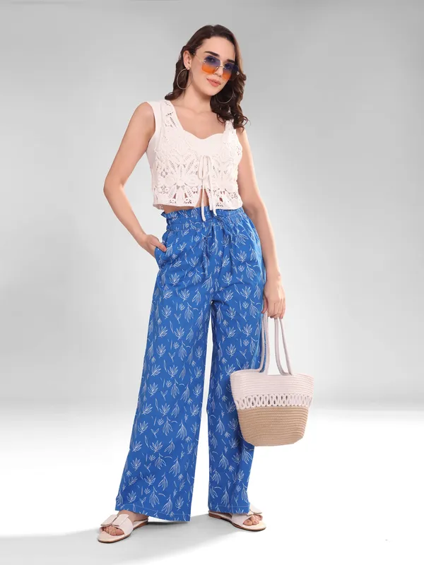 Women's_Blue_Leafy_Print_Wide_Leg_Pajama_–_Long_Length,_Comfort_Fit