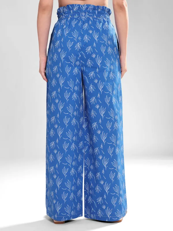 Women's_Blue_Leafy_Print_Wide_Leg_Pajama_–_Long_Length,_Comfort_Fit