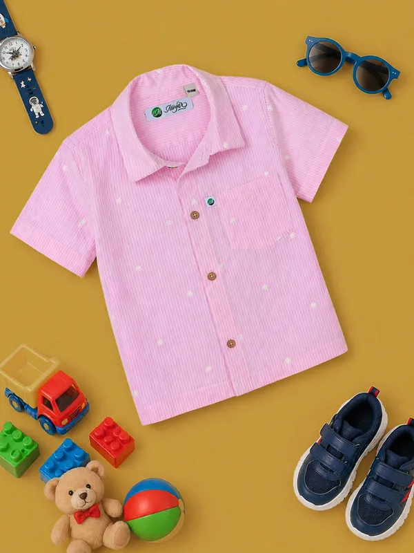 Minjar_Little_Explorer_Adventure_Shirt-Embroidered_Pink_Stripes