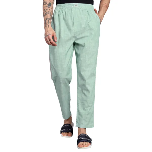 Pure_Cotton_Pajama_Pants,_Mint_Green,_Elastic_Waist,_Casual_Loungewear