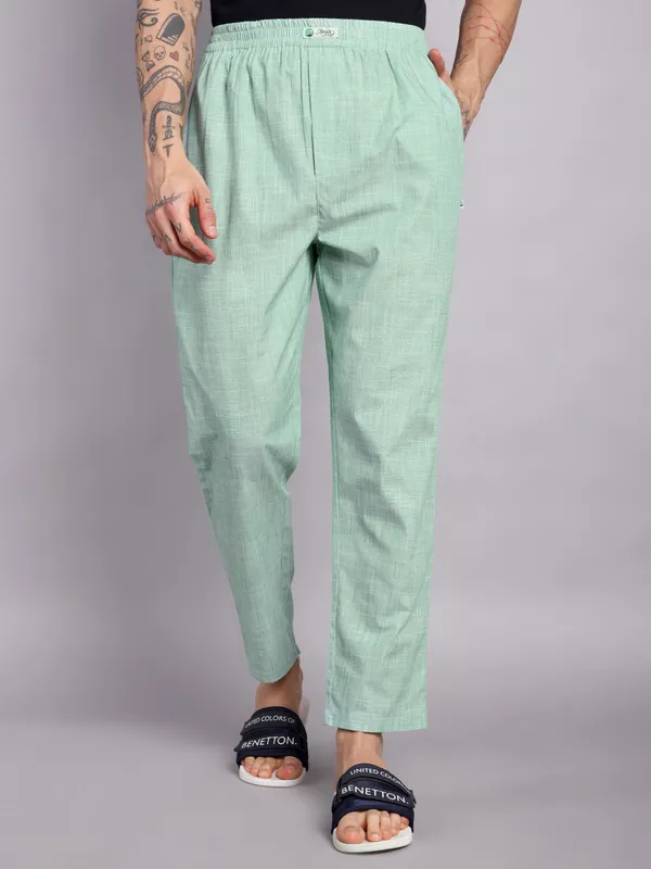 Pure_Cotton_Pajama_Pants,_Mint_Green,_Elastic_Waist,_Casual_Loungewear