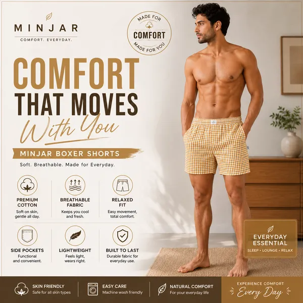 MINJAR_Cotton_Checkered_Shorts_for_Men_|_Soft_Breathable_Fabric_|_Relaxed_Fit_|_Everyday_Comfort_Wear