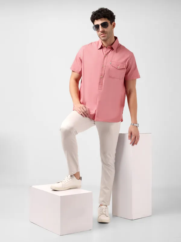 MINJAR_Men’s_Solid_Cotton_Kurta_Shirt_|_Breathable_Fabric_|_Relaxed_Fit_|_Modern_Ethnic_Casual_Wear_(Rose_Petal)