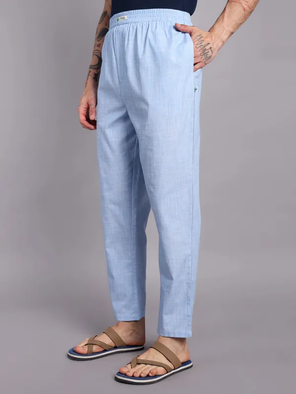 Men's_Pure_Cotton_Pajama_Pants,_Light_Blue,_Elastic_Waist,_Casual_Loungewear