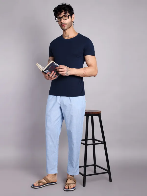Men's_Pure_Cotton_Pajama_Pants,_Light_Blue,_Elastic_Waist,_Casual_Loungewear