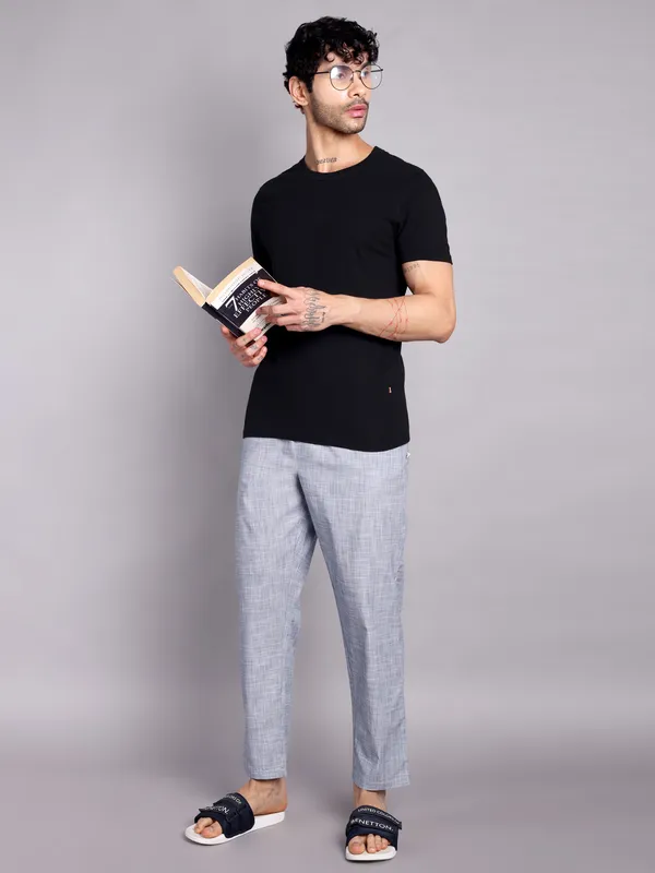 Men's_Pure_Cotton_Pajama_Pants,_Light_Grey,_Textured_Weave,_Elastic_Waistband,_Casual_Loungewear