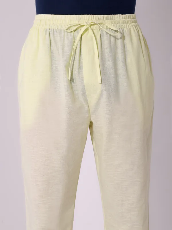Men’s_Solid_Light_Yellow_Pure_Cotton_Pajama_|_Comfortable_Loungewear_&_Casual_Pants_with_Drawstring