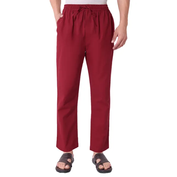 Men’s_Solid_Mehroon_Pure_Cotton_Pajama_|_Comfortable_Loungewear_&_Casual_Pants_with_Drawstring