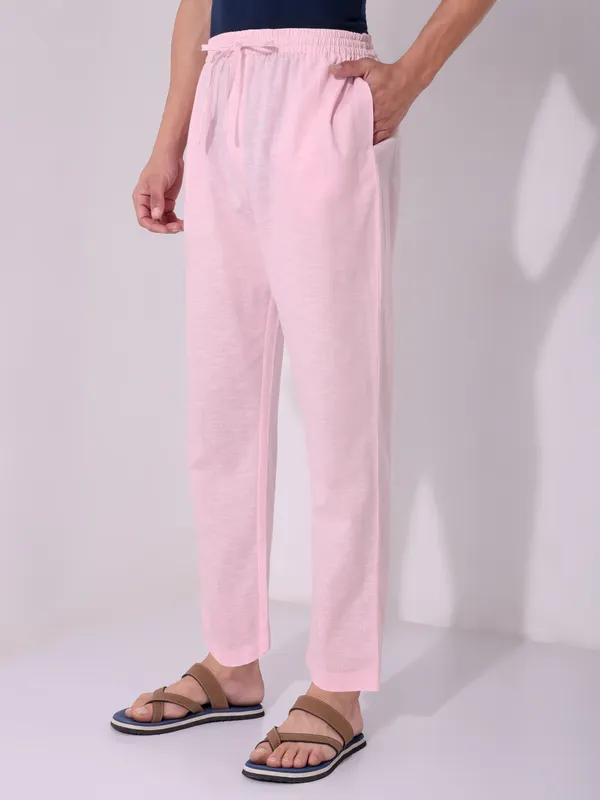Men’s_Solid_Pink_Pure_Cotton_Pajama_|_Comfortable_Loungewear_&_Casual_Pants_with_Drawstring